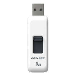 商品画像:<ARCHISS>USB2.0 フラッシュメモリ 8GB スライド式 ホワイト AS-008GU2-PSW