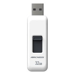 商品画像:<ARCHISS>USB2.0 フラッシュメモリ 32GB スライド式 ホワイト AS-032GU2-PSW