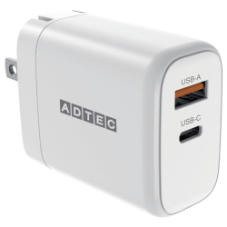 商品画像:PD充電器 最大65W<USB Type-C x1、Type-A x1><PSE対応/Power Delivery対応/GaN対応>ホワイト APD-V065AC-WH