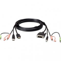 商品画像:1.8m USB KVMケーブル(HDMI=>DVI-D変換機能、オーディオコネクター付属) 2L-7D02DH/ATEN