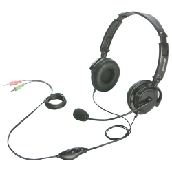 商品画像:両耳ヘッドバンド式ヘッドセット 半密閉/ノイズキャンセリングマイク搭載 ブラック BSHSH12BK
