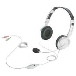 商品画像:両耳ヘッドバンド式ヘッドセット 半密閉/ノイズキャンセリングマイク搭載 ホワイト BSHSH12WH
