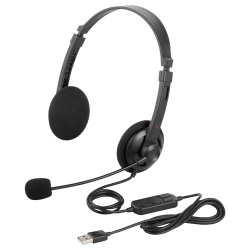 商品画像:両耳ヘッドバンド式ヘッドセット USB接続 ブラック BSHSUH12BK