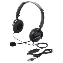 商品画像:両耳ヘッドバンド式ヘッドセット USB接続/折りたたみタイプ ブラック BSHSUH13BK