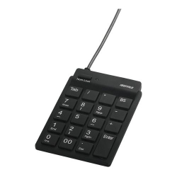 商品画像:スリムテンキーボード USB2.0ハブ(2ポート)/Tabキー付き ブラック BSTKH08BK