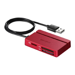 商品画像:USB2.0 マルチカードリーダー スタンダードモデル レッド BSCR100U2RD