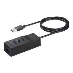 商品画像:USB3.0セルフパワーハブ 上挿し/4ポートタイプ TV背面取り付けキット付き ブラック BSH4A110U3VBK