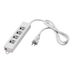 商品画像:3ピン式電源タップ 4個口 3m ホワイト 変換アダプター付 BTML3430WH