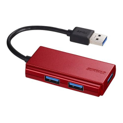 商品画像:USB3.0 バスパワー 3ポート ハブ レッド BSH3U100U3RD