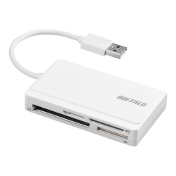 商品画像:USB2.0 マルチカードリーダー ケーブル収納モデル ホワイト BSCR300U2WH