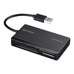 商品画像:USB2.0 マルチカードリーダー UHS-I 対応ケーブル収納モデル ブラック BSCR500U2BK