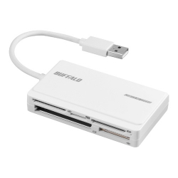 商品画像:USB2.0 マルチカードリーダー UHS-I 対応ケーブル収納モデル ホワイト BSCR500U2WH