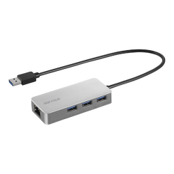 商品画像:Giga対応 USB-A LANアダプターハブ付 シルバー LUD-U3-AGHSV