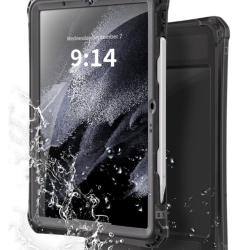 商品画像:<耐衝撃・防塵防水>iPad Air 第4〜5世代、11インチiPad Air(M2・M3)IP68ケース 二重リング付きフック式ストラップ・回転ハンドベルト付スタンド付属 TBC-11IPAM2BL02SF