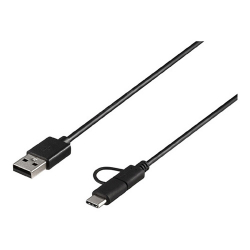 商品画像:USB2.0ケーブル A-microB+Type-C 0.5m ブラック BU2AMBC05BK