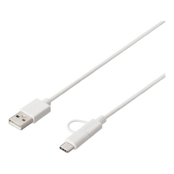 商品画像:USB2.0ケーブル A-microB+Type-C 0.5m ホワイト BU2AMBC05WH