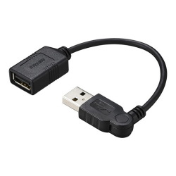 商品画像:USB2.0延長ケーブル A-A スイング 0.1m ブラック BU2AASW01BK