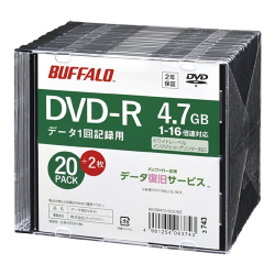 商品画像:光学メディア DVD-R PCデータ用 法人チャネル向け 20枚+2枚 RO-DR47D-022CWZ
