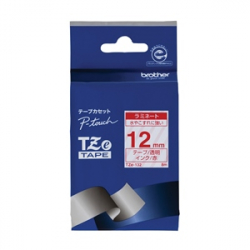 商品画像:TZeテープ ピータッチ専用テープ(透明テープ/赤字)12mm TZE-132