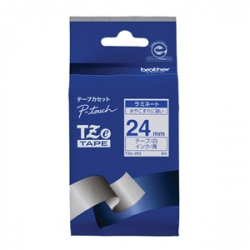 商品画像:TZeテープ ピータッチ専用テープ(白テープ/青字)24mm TZE-253