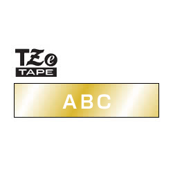 商品画像:TZeテープ ピータッチ専用テープ おしゃれテープ (サテンゴールドテープ/白字)12mm TZE-MQ835
