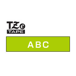 商品画像:TZeテープ ピータッチ専用テープ おしゃれテープラミネートつや消し(ライムグリーンテープ/白字)12mm TZE-MQG35