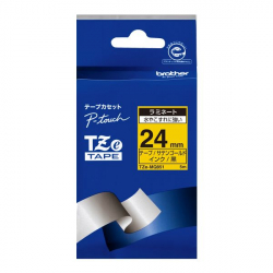 商品画像:TZeテープ ピータッチ専用おしゃれテープ ラミネートつや消し(サテンゴールドテープ/黒字)24mm TZE-MQ851