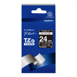 商品画像:TZeテープ ピータッチ専用おしゃれテープ ラミネートつや消し(マットブラックテープ/白字)24mm TZE-MQ355