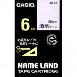 商品画像:ネームランドテープ 6mm 透明/黒文字 XR-6X