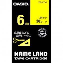 商品画像:ネームランドテープ 6mm 黄色/黒文字 XR-6YW