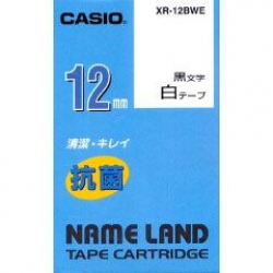 商品画像:ネームランドテープ(12mm/白に黒字/抗菌テープ/5.5m) XR-12BWE