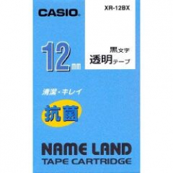 商品画像:ネームランドテープ(12mm/透明に黒字/抗菌テープ/5.5m) XR-12BX