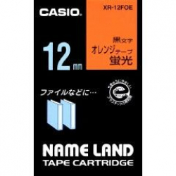 商品画像:ネームランドテープ(12mm/蛍光オレンジに黒字/長さ5.5m) XR-12FOE