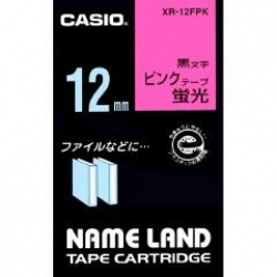 商品画像:ネームランドテープ(12mm/蛍光ピンクに黒字/長さ5.5m) XR-12FPK