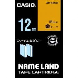 商品画像:ネームランドテープ(12mm/金に黒字/長さ8m) XR-12GD