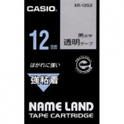 商品画像:ネームランドテープ(12mm/透明に黒字/強粘着テープ/5.5m) XR-12GX