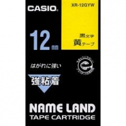 商品画像:ネームランドテープ(12mm/黄に黒字/強粘着テープ/5.5m) XR-12GYW