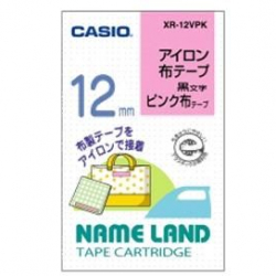 商品画像:ネームランドテープ(12mm/ピンクに黒字のアイロン布テープ/3.5m) XR-12VPK