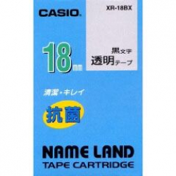 商品画像:ネームランドテープ(18mm/透明に黒字/抗菌テープ/5.5m) XR-18BX