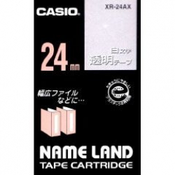 商品画像:ネームランドテープ(24mm/透明に白字/長さ8m) XR-24AX
