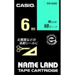 商品画像:ネームランドテープ(6mm/緑に黒字/長さ8m) XR-6GN
