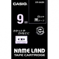 商品画像:ネームランドテープ(9mm/黒に白字/長さ8m) XR-9ABK