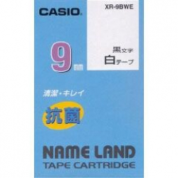 商品画像:ネームランドテープ(9mm/白に黒字/抗菌テープ/5.5m) XR-9BWE