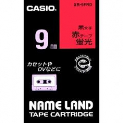 商品画像:ネームランドテープ(9mm/蛍光赤に黒字/長さ5.5m) XR-9FRD