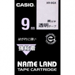 商品画像:ネームランドテープ(9mm/透明に黒字/強粘着テープ/5.5m) XR-9GX