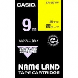 商品画像:ネームランドテープ(9mm/黄に黒字/強粘着テープ/5.5m) XR-9GYW