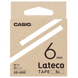 商品画像:Lateco用テープ 6mm 白/黒文字 XB-6WE