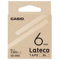 商品画像:Lateco用テープ 6mm 半透明/黒文字 XB-6MX