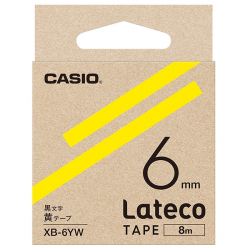 商品画像:Lateco用テープ 6mm 黄/黒文字 XB-6YW