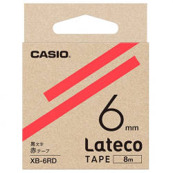 商品画像:Lateco用テープ 6mm 赤/黒文字 XB-6RD